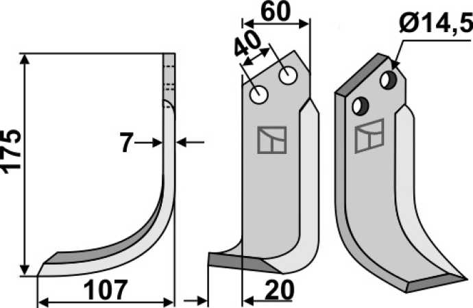 Fräsmesser 175x60mm, links